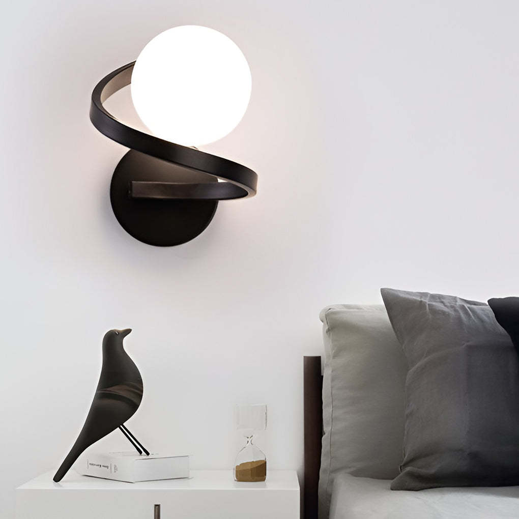 Curved Metal Modern LED Wall Sconce — Black / Warm White