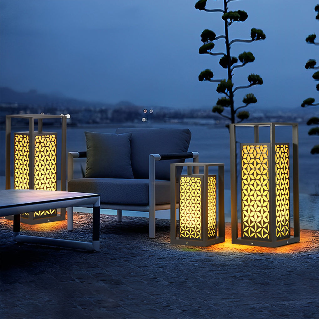 Modern pattern lawn landscape lighting in metal — 10"X10"X24"
