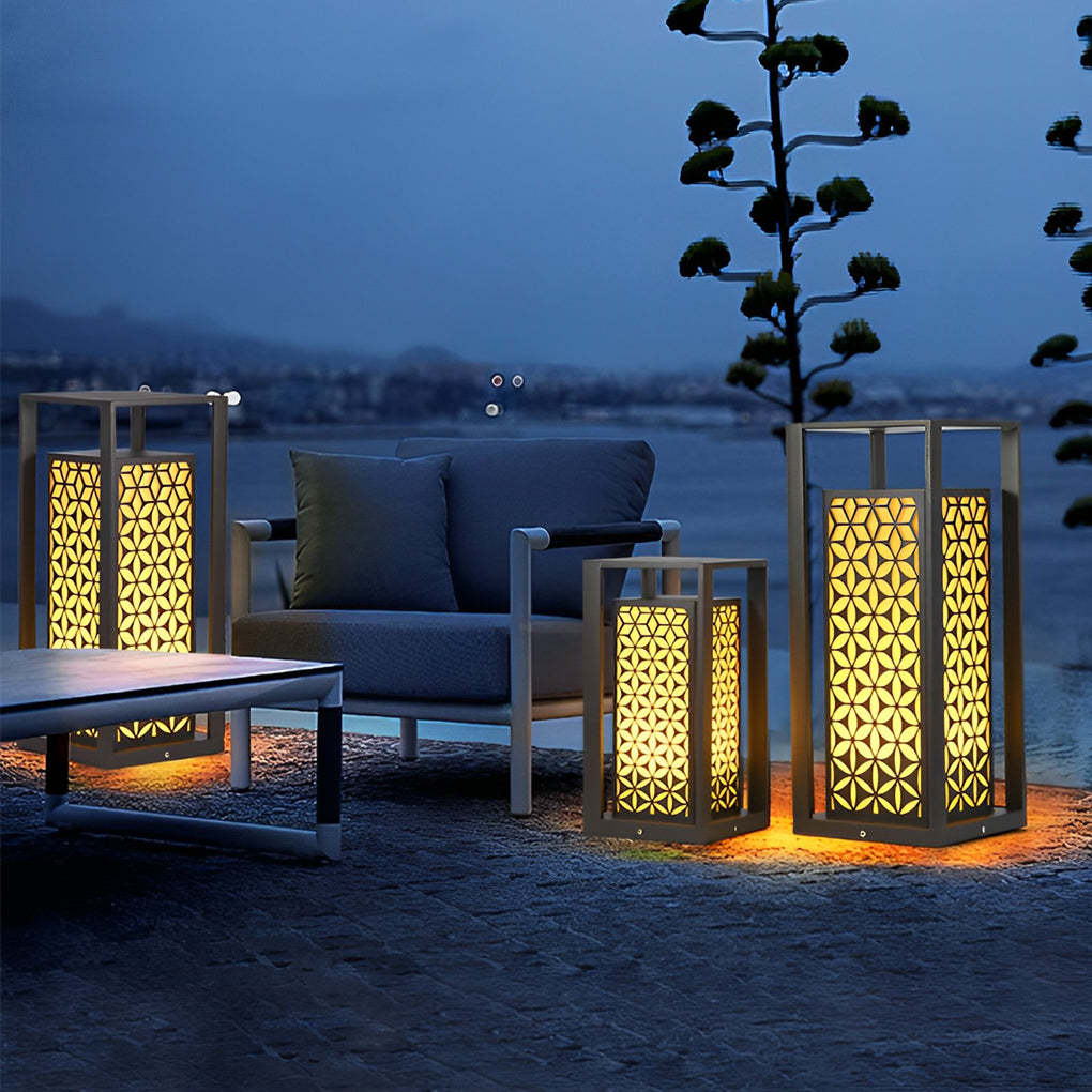 Flower Pattern Black Modern LED Lawn Path Light