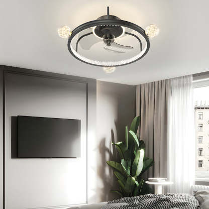 Round Acrylic Ball Decor 3 Step Dimming Modern Bladeless Ceiling Fan Light-Lighom