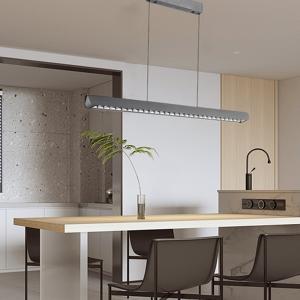 Long Linear Brushed Aluminum LED Island Pendant