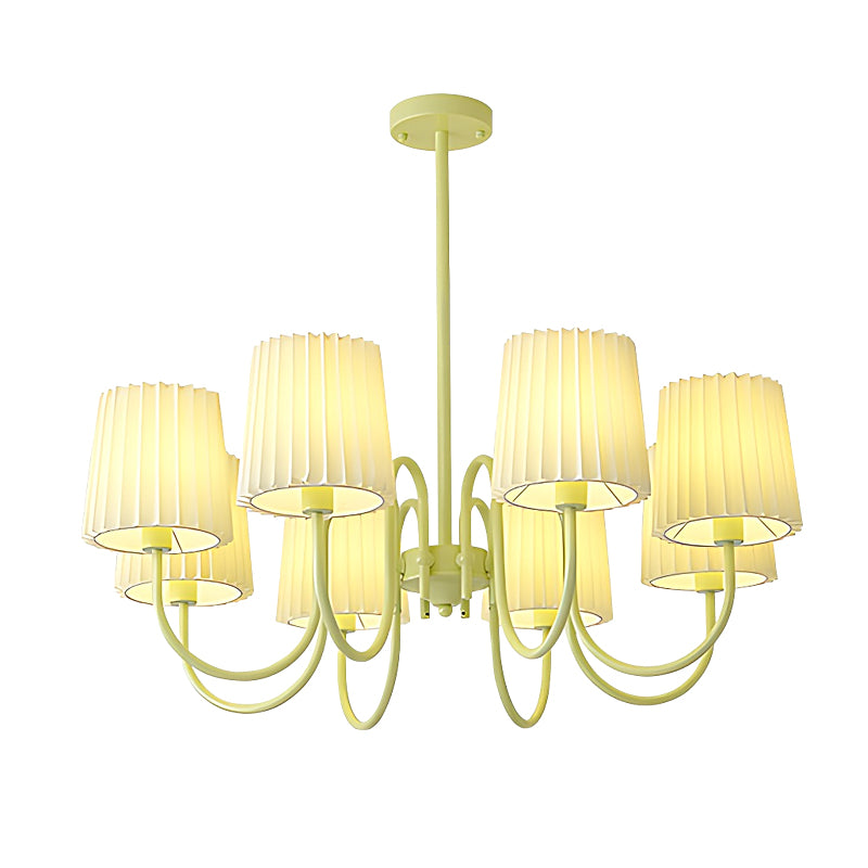 Pleated Fabric Retro Pastoral Green French Style Chandelier Hanging Lights-Lighom