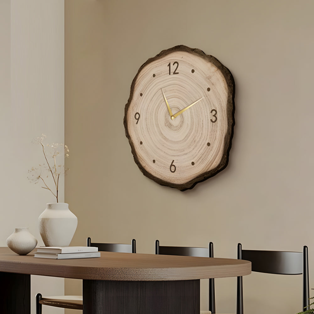 Rustic Wood Slice Clock with Remote