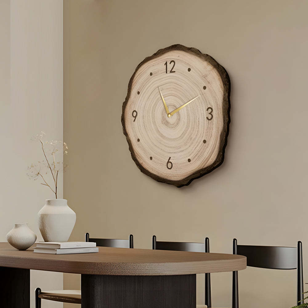 Rustic Wood Slice Clock with Remote