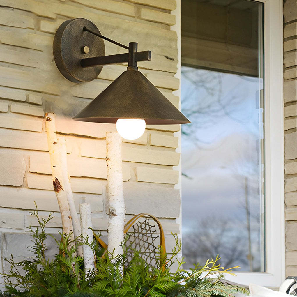 Conical Simple Waterproof Retro American-style Outdoor Wall Sconce Lighting-Lighom