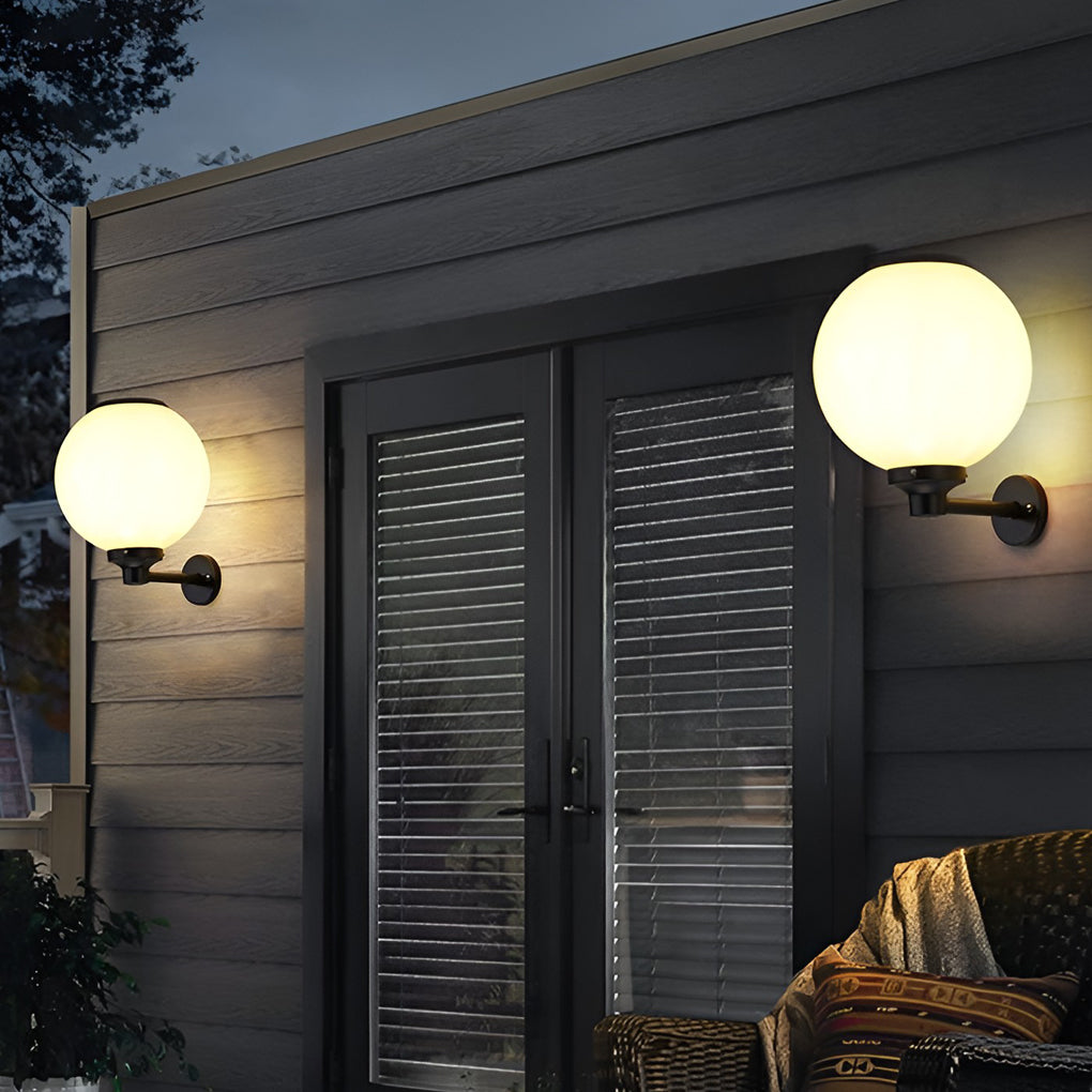Round 3-Step Dimming LED Modern Solar Outdoor Wall Lamp — Set of 4