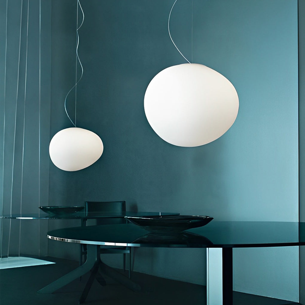 Lighom modern ball round white pendant lighting in glass — 11" H x 13" Dia