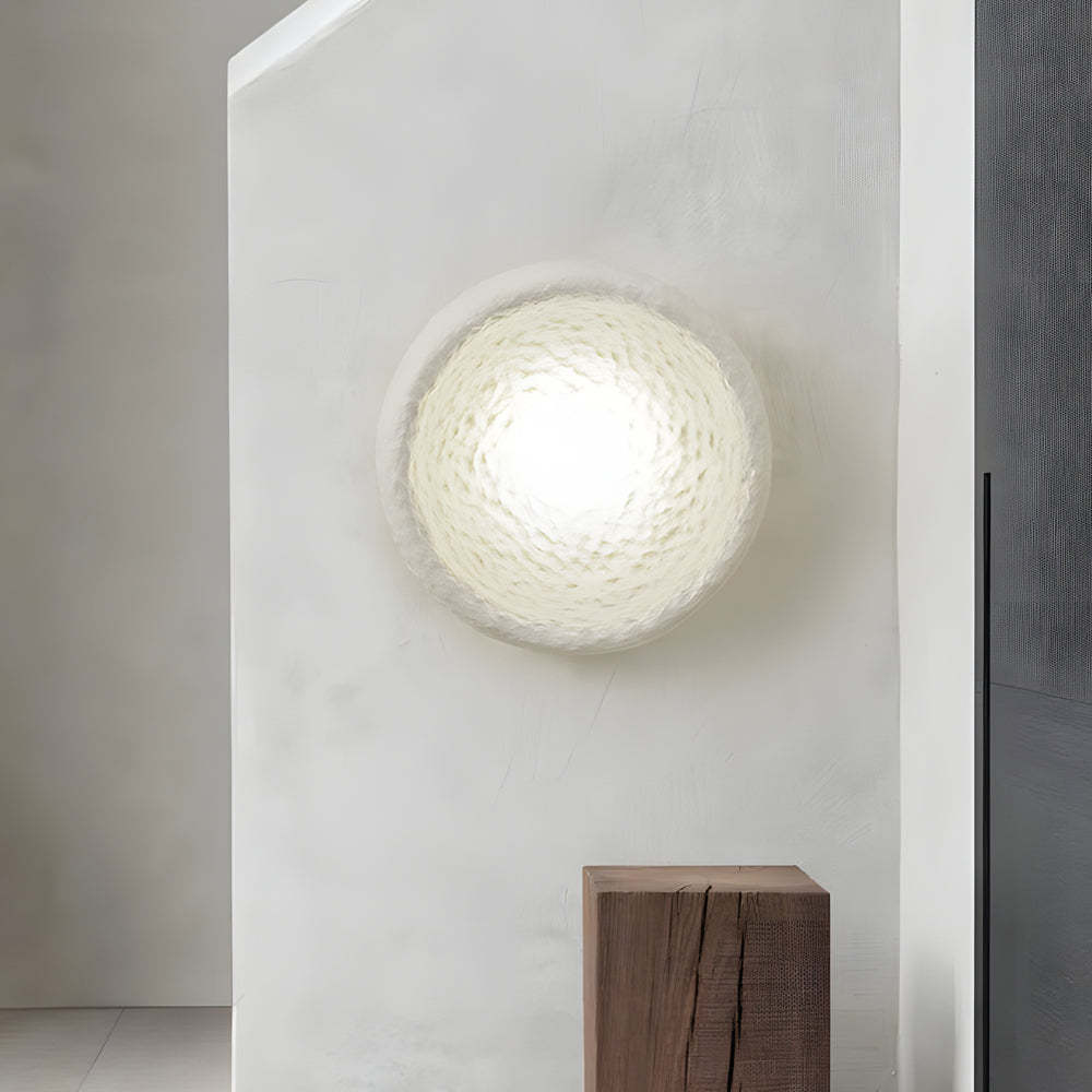 Japanese White Round Wall Sconce