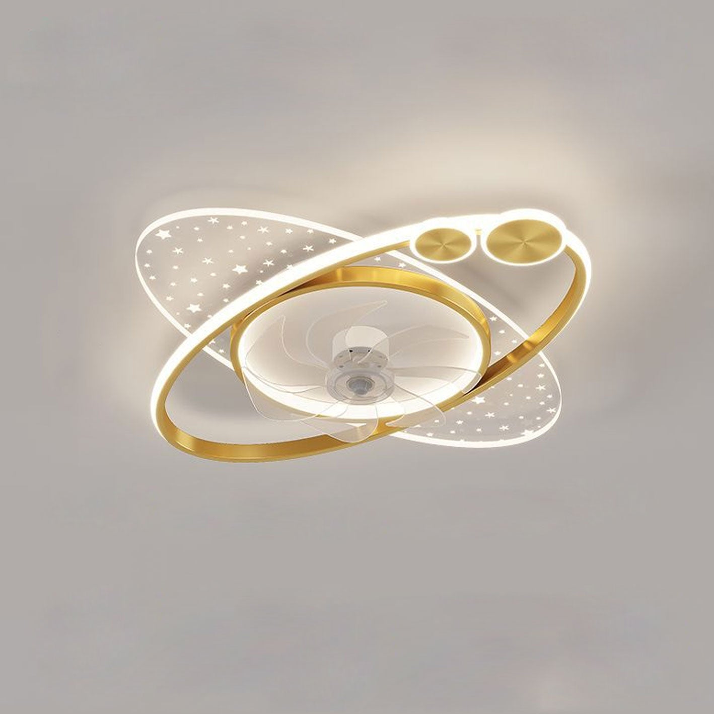 Modern Planet Star Effect LED Flush Mount Fan Light