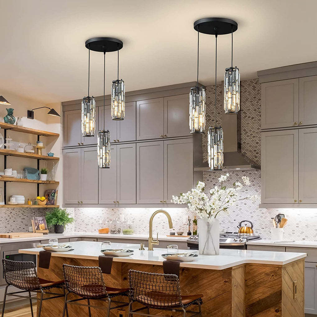 Iron pendant lighting in gray — Matte Black / 3-Light