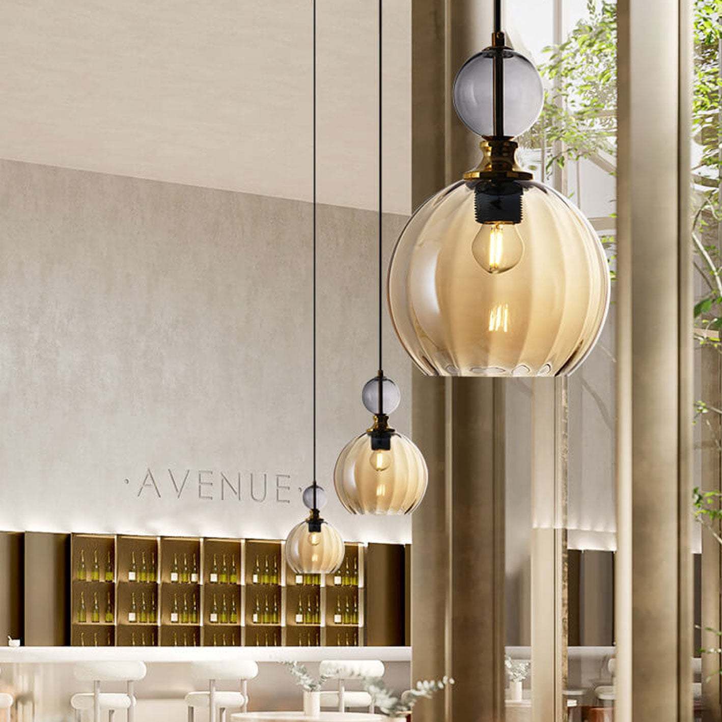 Danish Striped Glass Round Chandelier