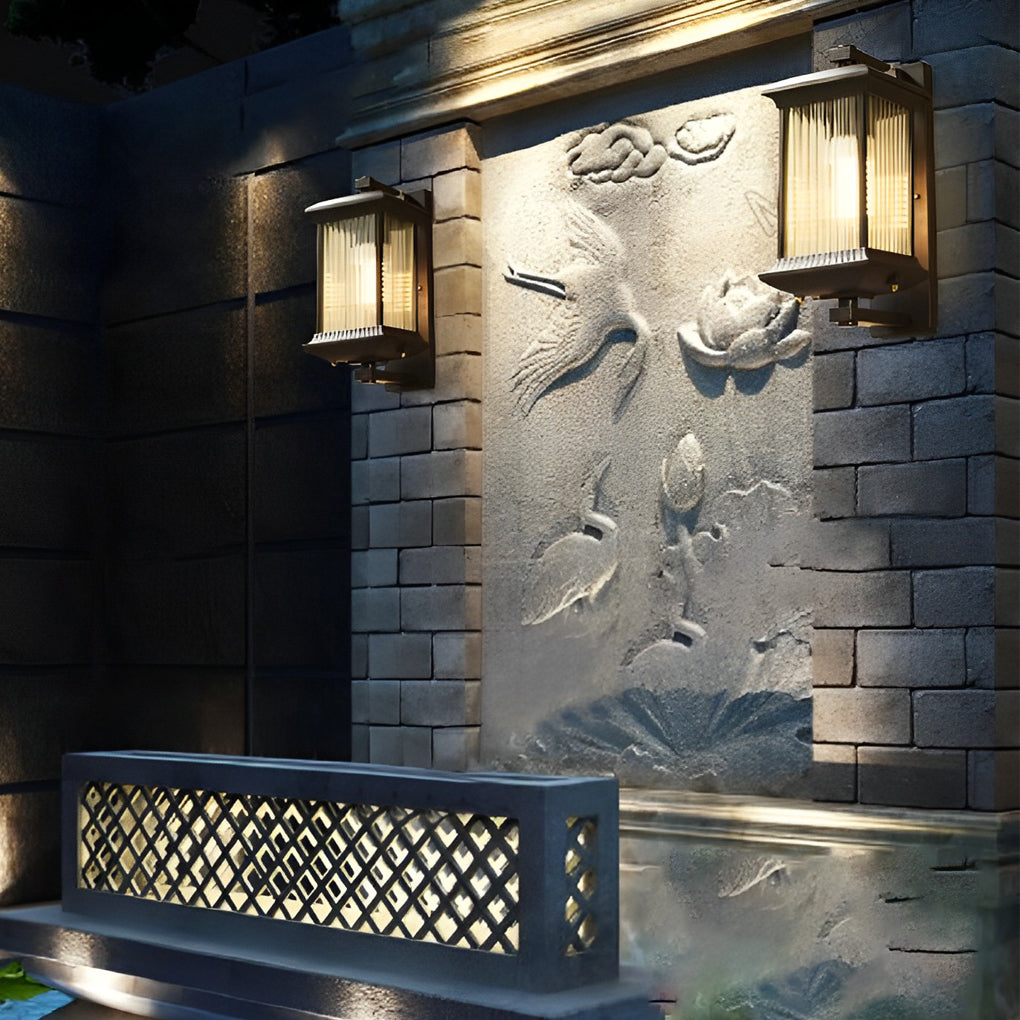 Outdoor Glass Brown Retro Exterior Wall Light