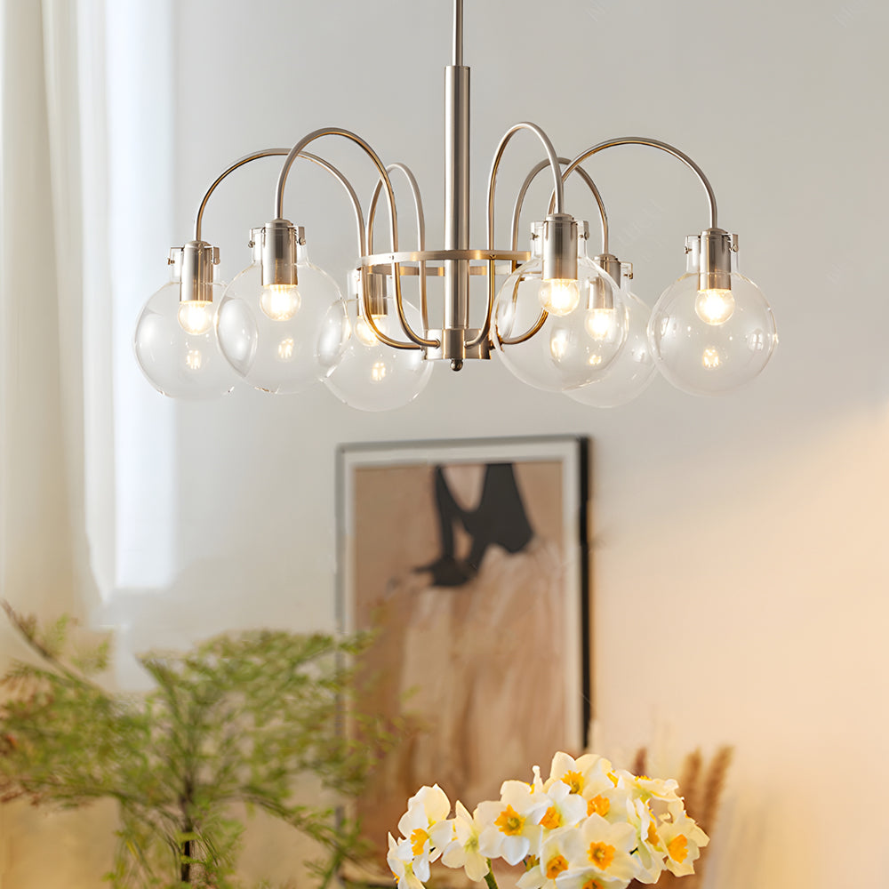 Glass Globe Indoor Nickel Chandelier