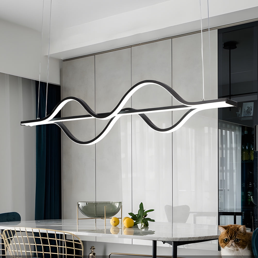 Long Wave Line Dimmable Modern Dining Chandelier
