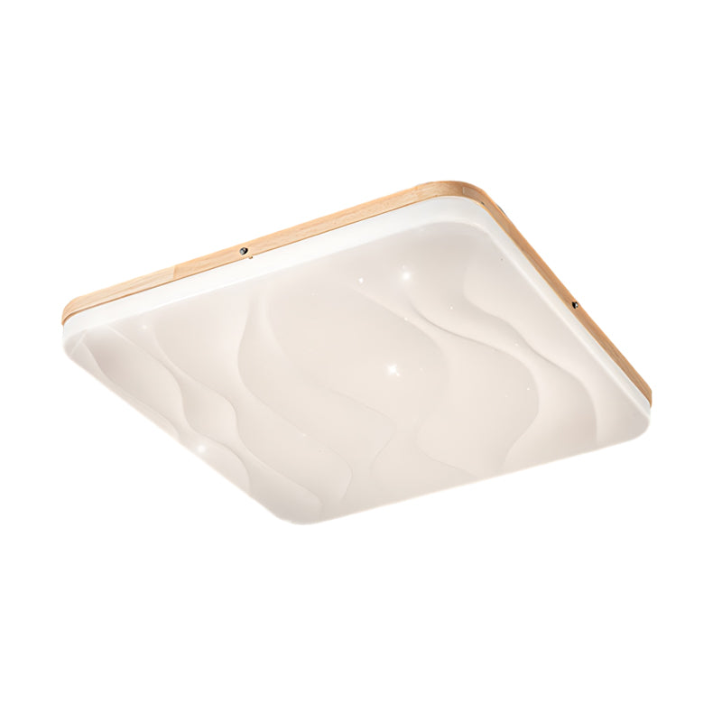 Round Wood Dimmable Modern LED Ceiling Fixture