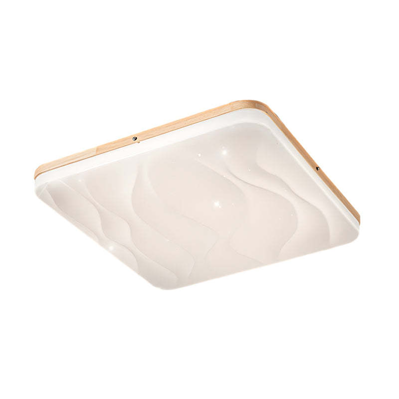 Round Wood Dimmable Modern LED Ceiling Fixture