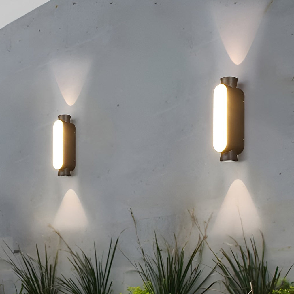 Waterproof LED Up and Down Lights Black Modern Outdoor Wall Sconce Lighting-Lighom