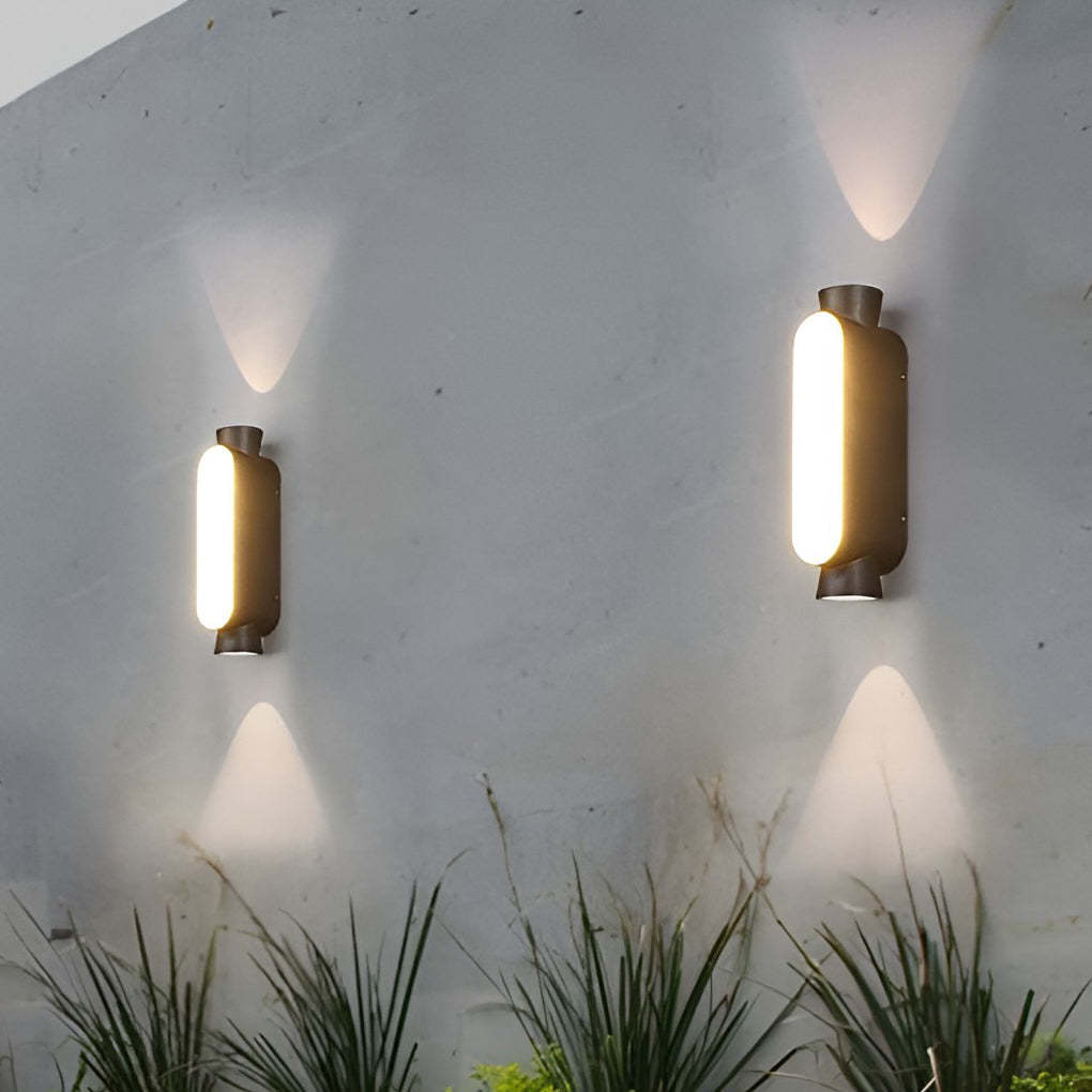 Waterproof LED Up and Down Lights Black Modern Outdoor Wall Sconce Lighting-Lighom