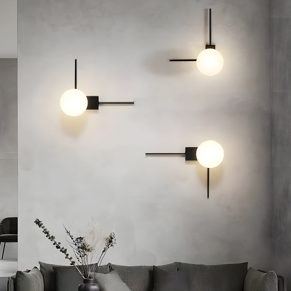 Simple Glass Ball Personalized Nordic Bedroom Wall Light Fixture-Lighom