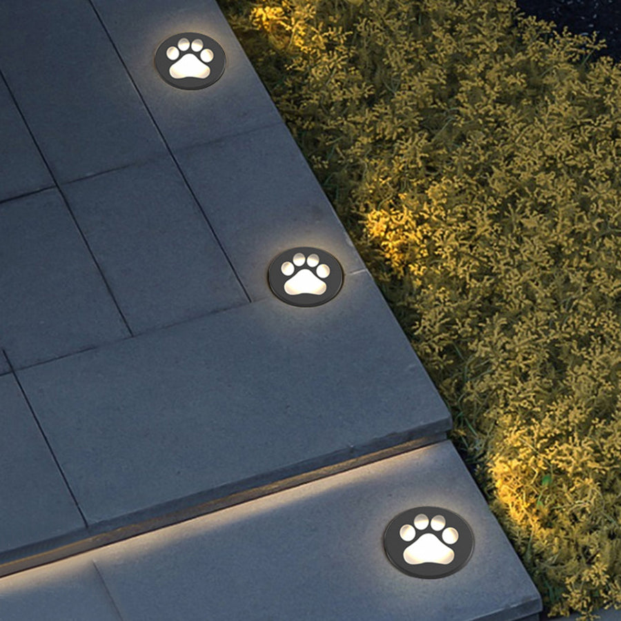 Modern Cat Paw Print LED Recessed Lights for Decks and Gardens-Lighom