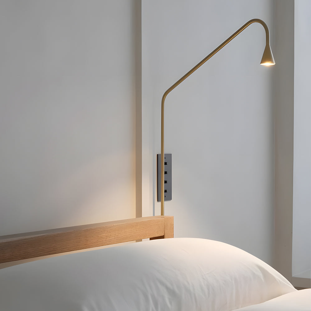 Swing Long Arm Austere Wall Lamp - Black/Gold-Lighom