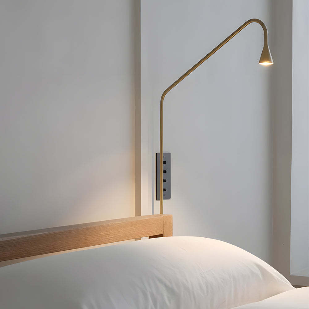 Swing Long Arm Austere Wall Lamp - Black/Gold-Lighom