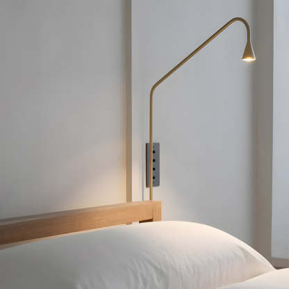 Swing Long Arm Austere Wall Lamp - Black/Gold-Lighom