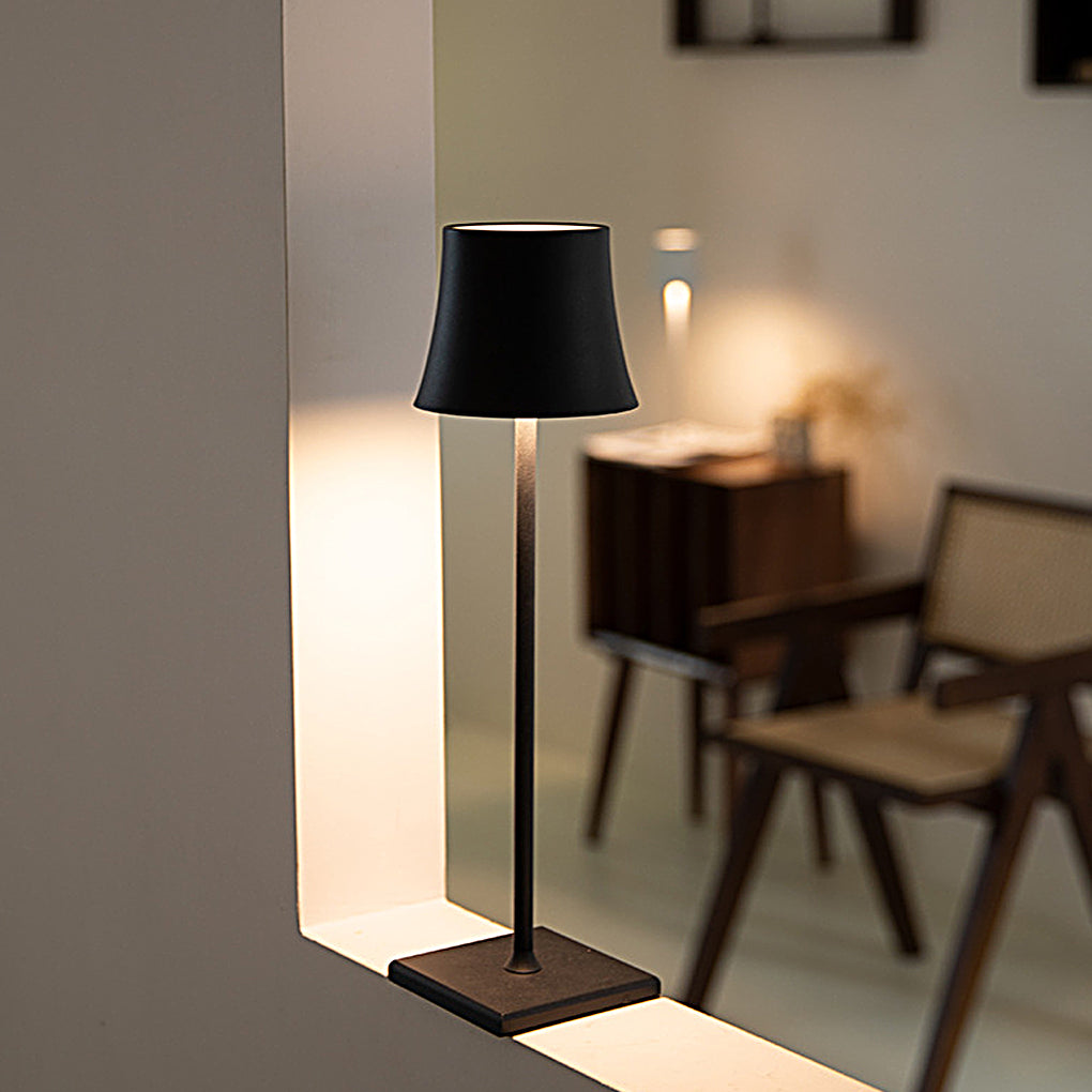 15 Inch Cordless Modern Cool Hue Metal Table Lamp Black/White-Lighom