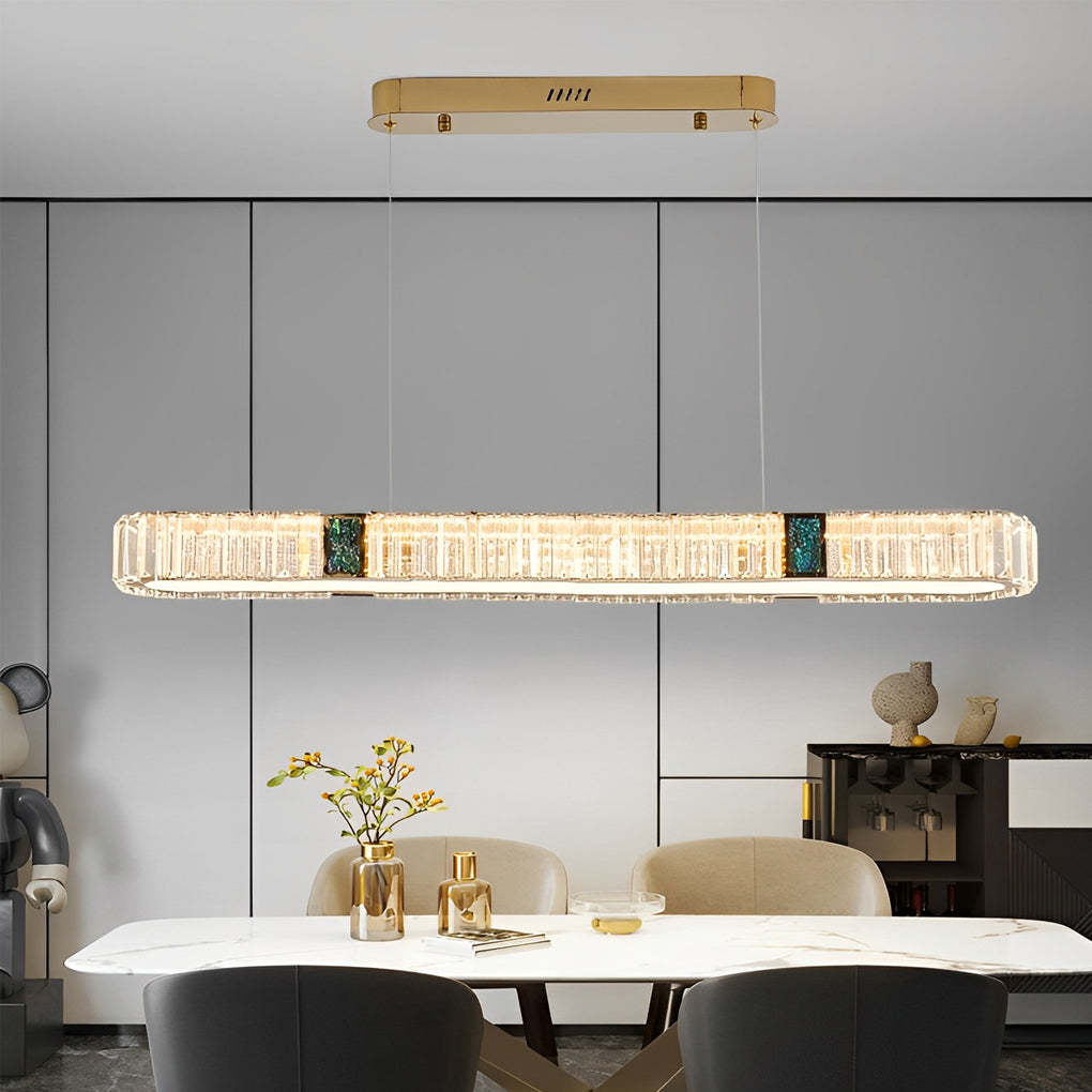 Rectangular Strip Stepless Dimming Crystal Dining Chandelier