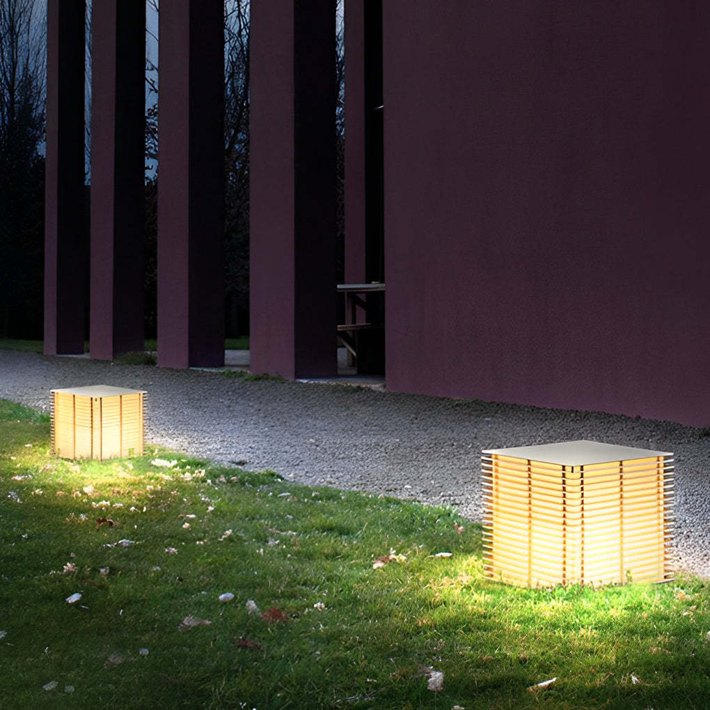 Square Grids Waterproof IP65 LED Black Modern Outdoor Lights Lawn Lamp-Lighom