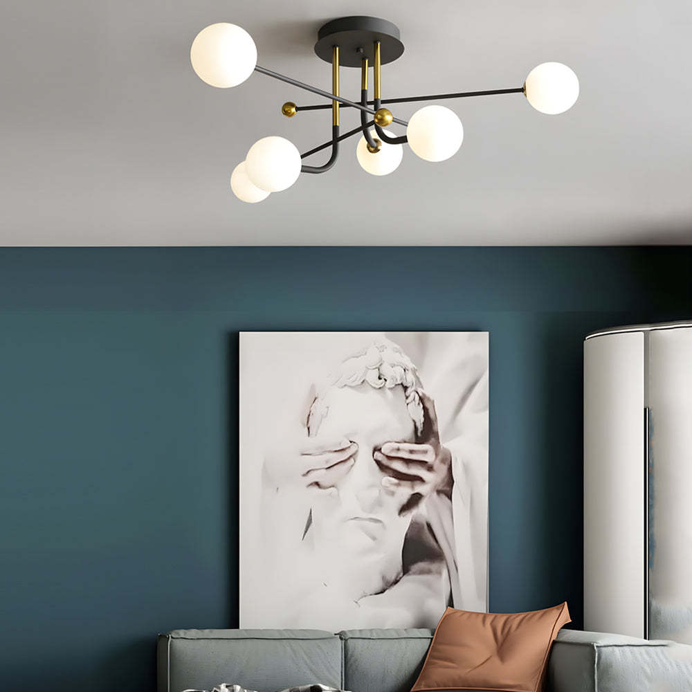 Modern Sputnik White Glass Globe Mount Light