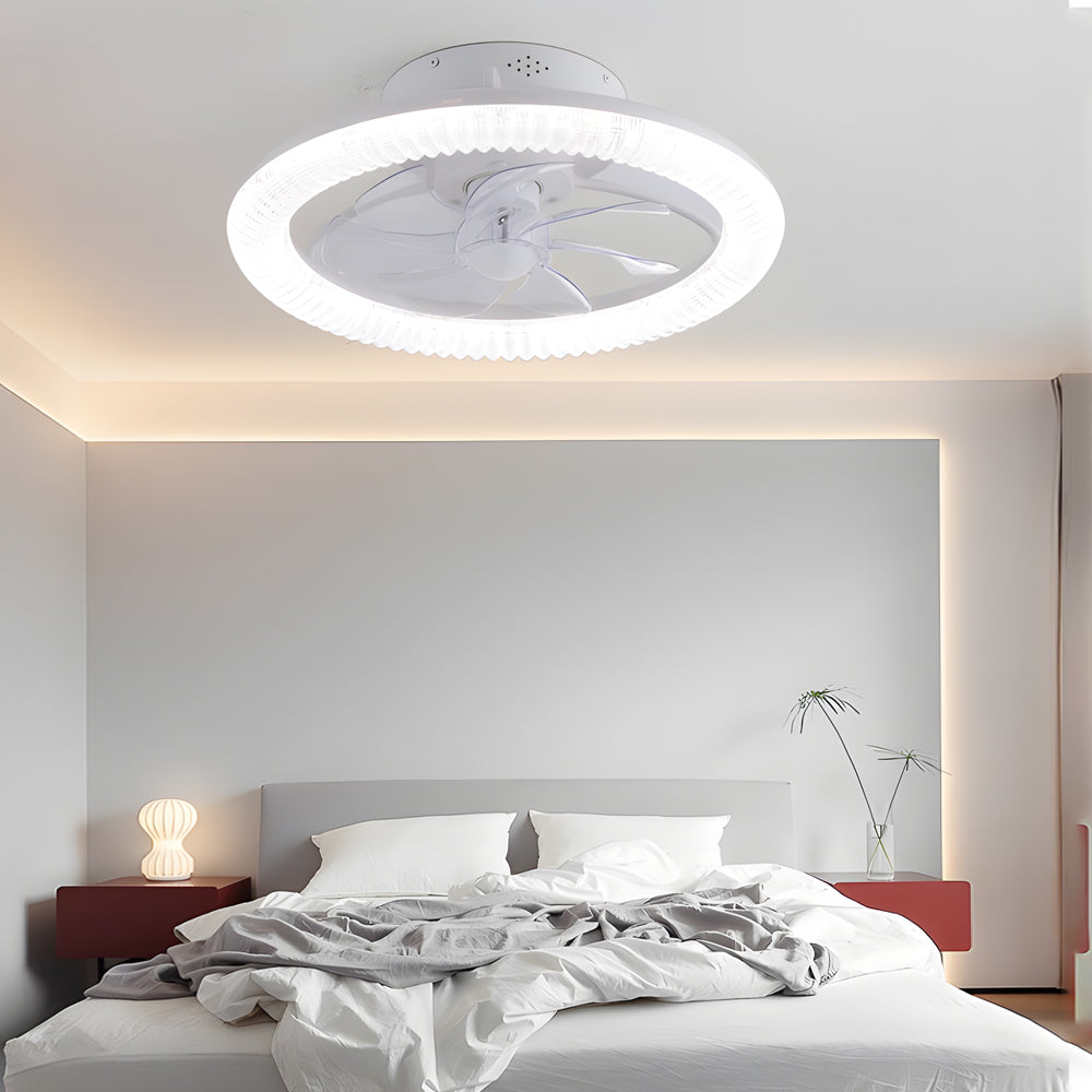 Round Dimmable RGB White Modern Ceiling Fan Light