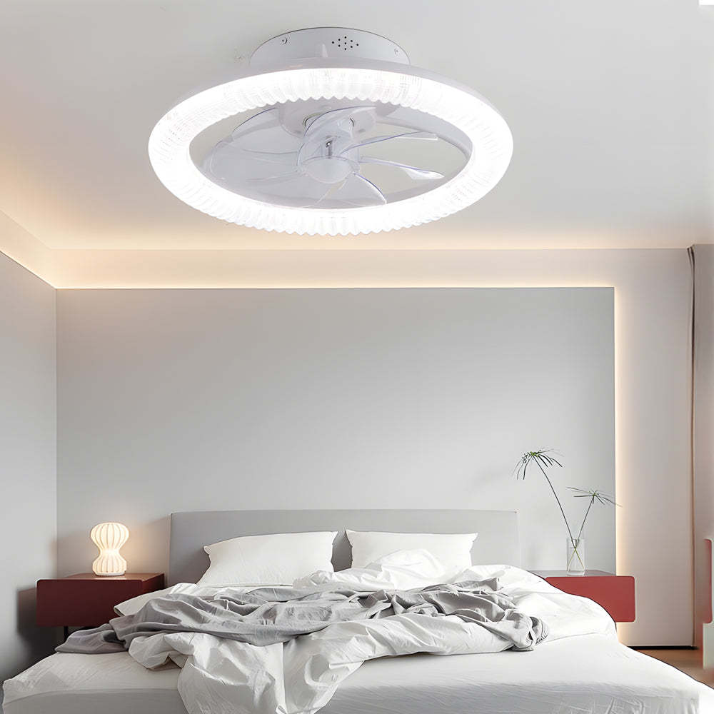 Round Dimmable RGB White Modern Ceiling Fan Light