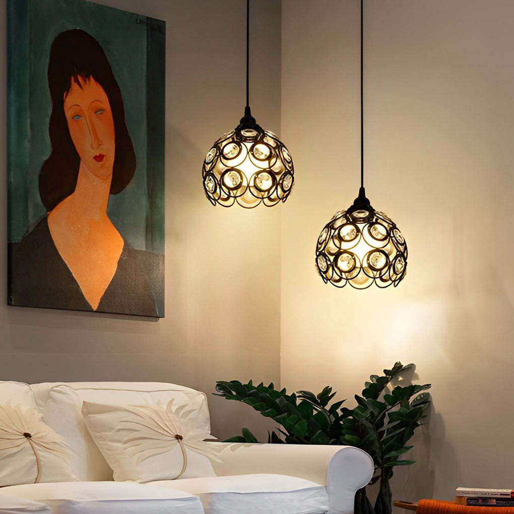 Retro Metal Lantern Cage Industrial Chandelier with Switch