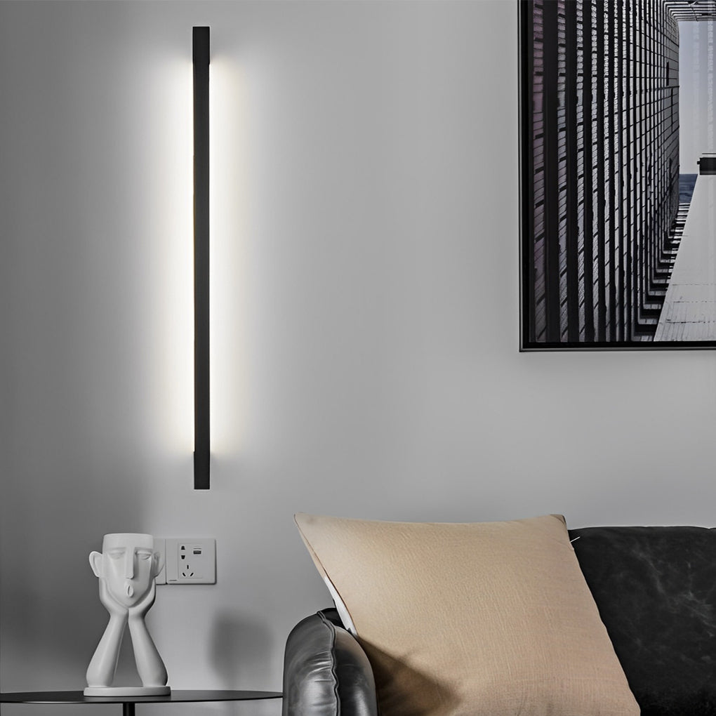 Minimalist Strip Three Step Dimming LED Black Postmodern Wall Lamp-Lighom