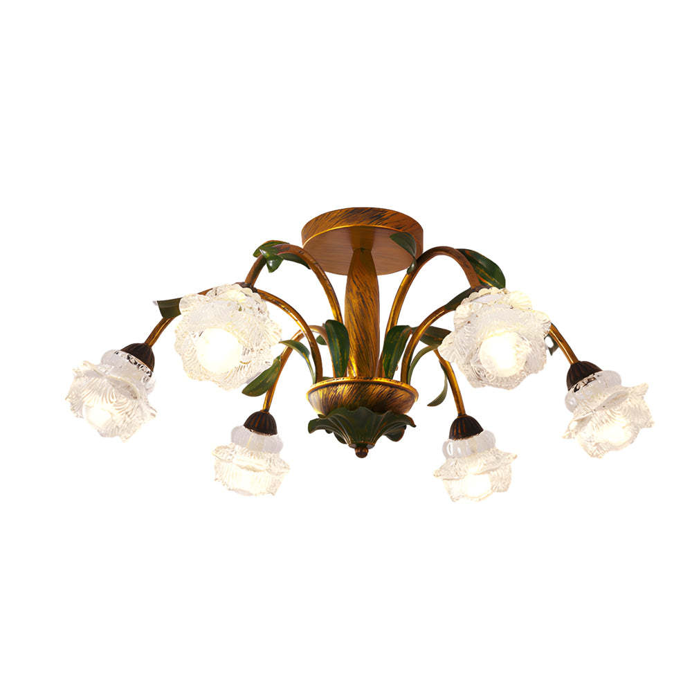 Pastoral Flowers Dimmable American Ceiling Light