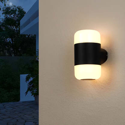 Round Up and Down Light LED Waterproof Black Modern Outdoor Wall Lamp-Lighom