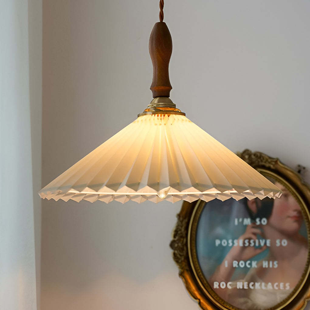 Classic Pleated White Nordic Pendant Wall Lamp