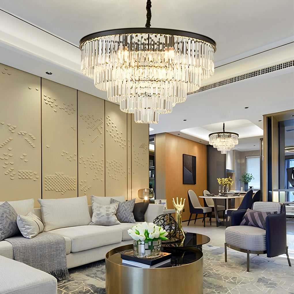 Four-Layer Round Crystal Dimmable Modern Chandelier