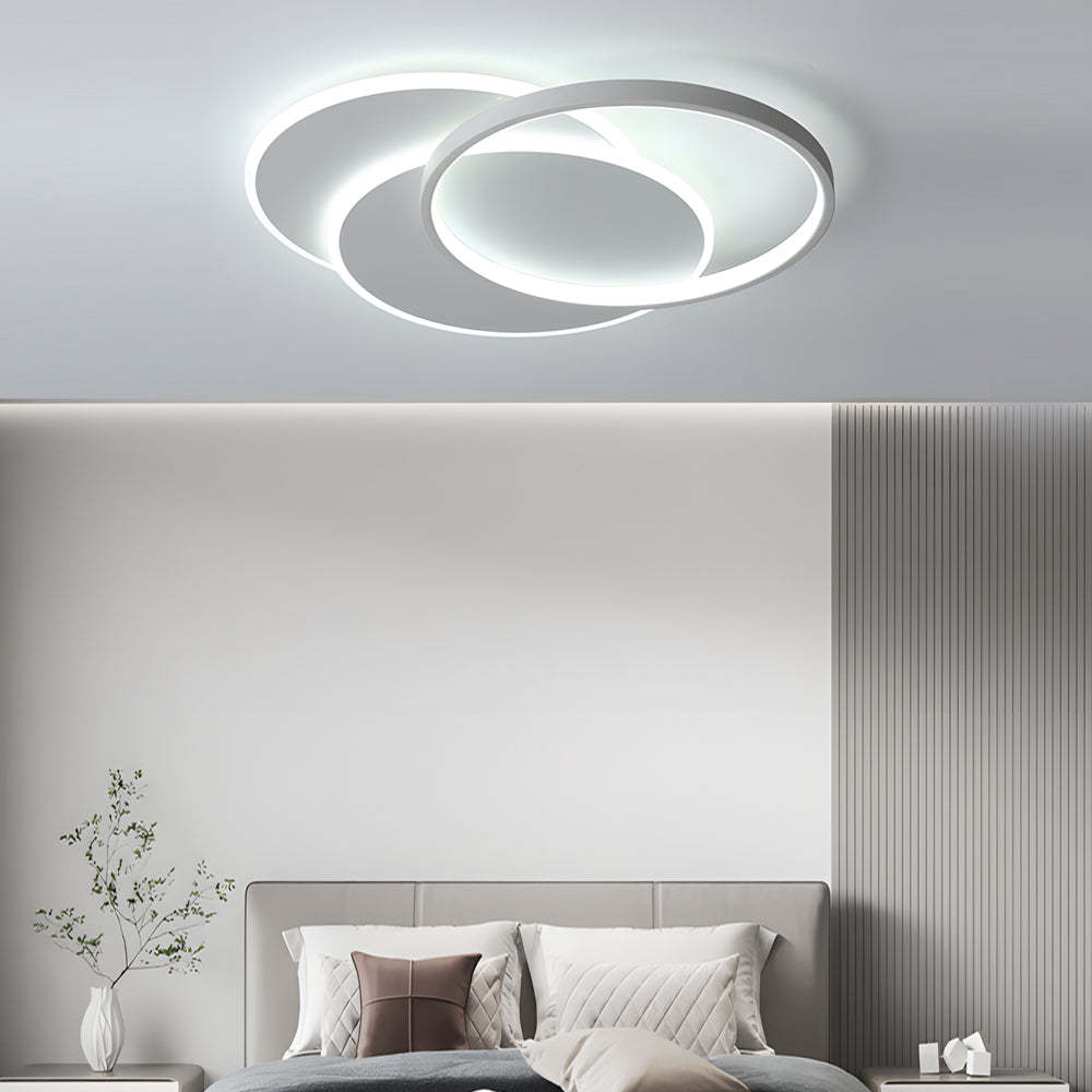 White Triple Circle Acrylic LED Flush Mount Ceiling Light