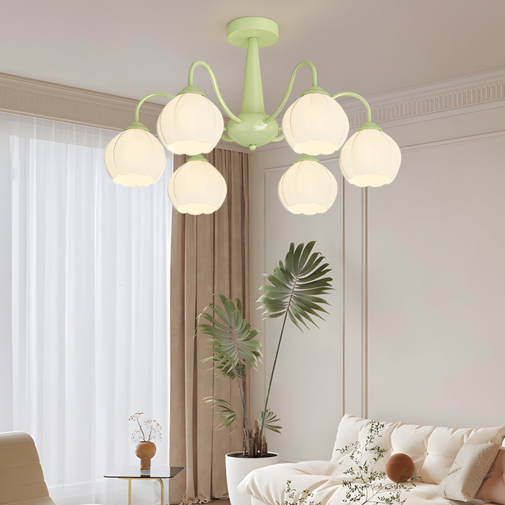 Round Flower Bell Orchid Dimmable Modern Chandelier