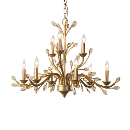 Brass Branch Candle Vintage Crystal Chandelier