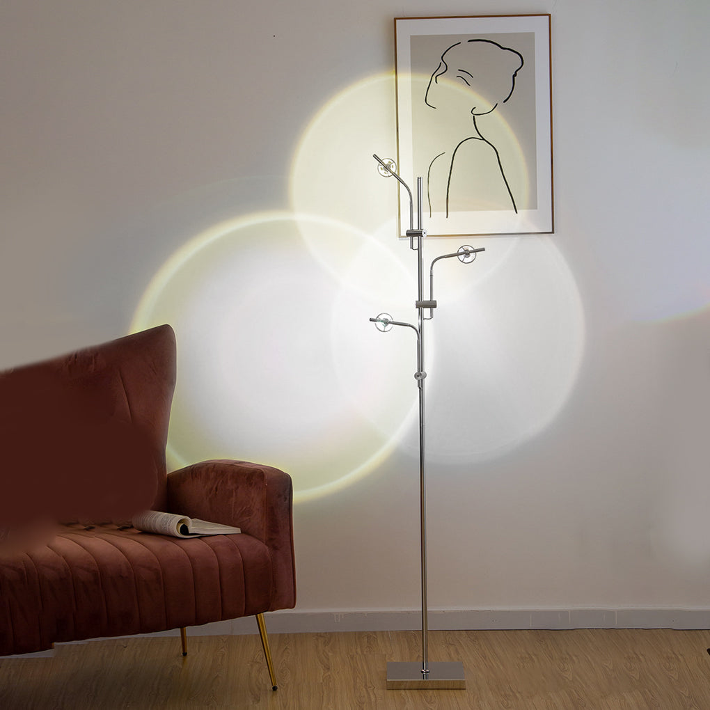 Industrial Multi-Angle Task Lighting Chrome Floor Lamp-Lighom