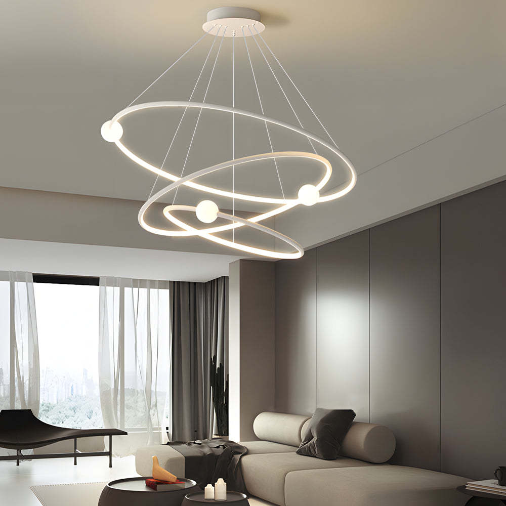 White Black Circular Dimmable LED Ring Chandelier