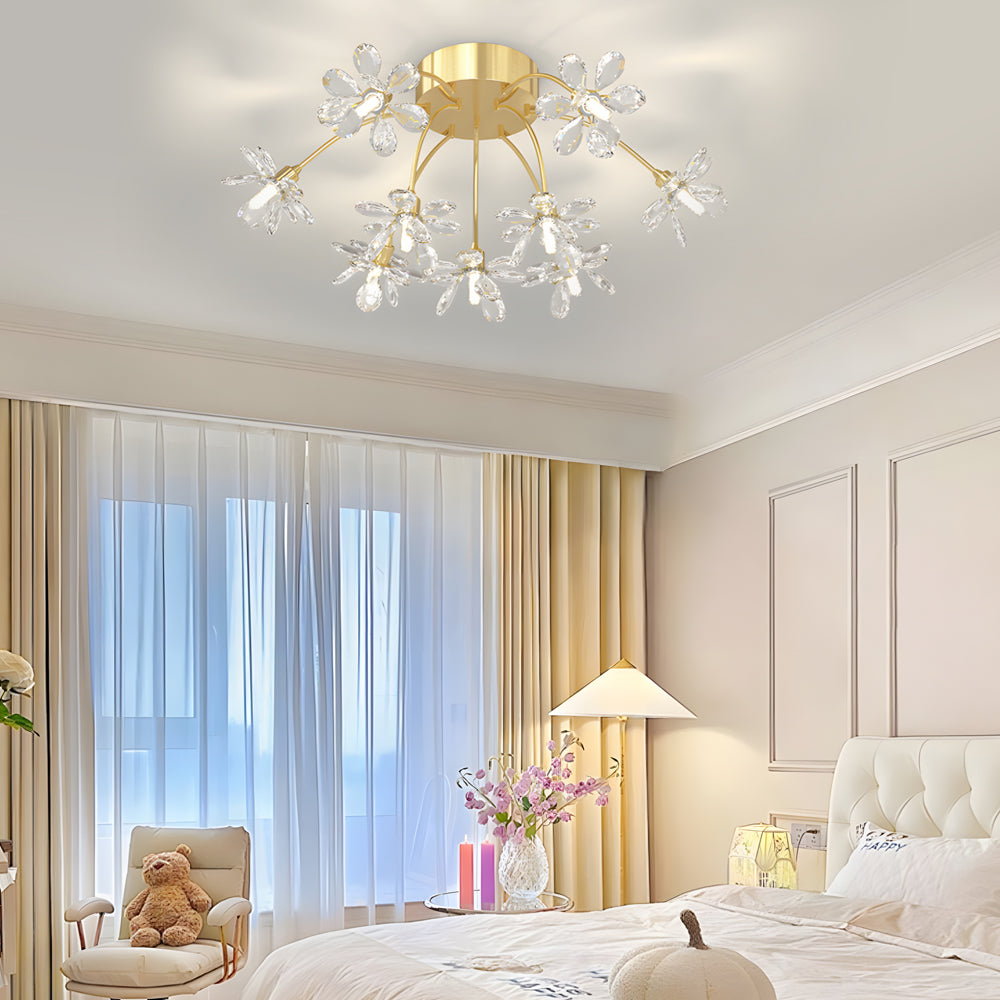 Crystal Flower Dandelion Modern Ceiling Light