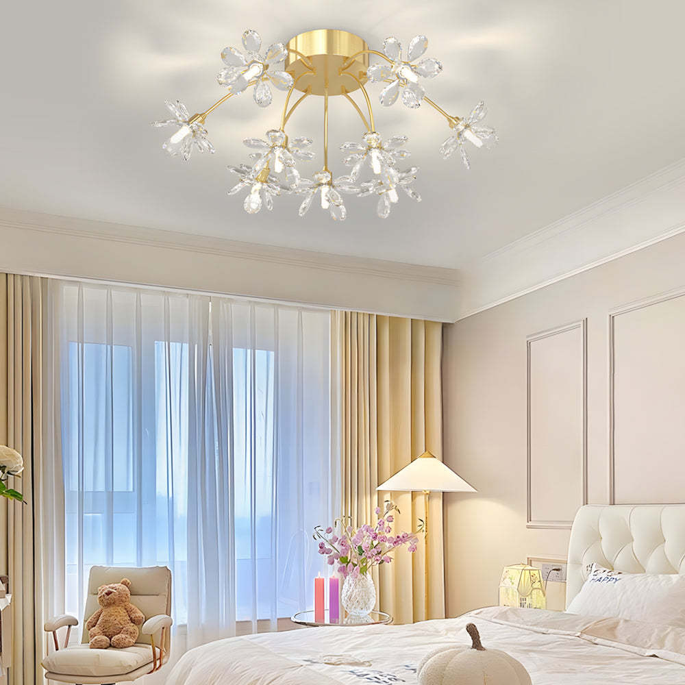 Crystal Flower Dandelion Modern Ceiling Light