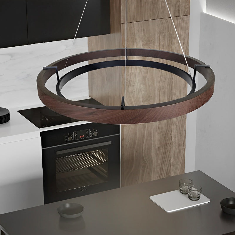 Round Minimalist Dimmable LED Black Modern Chandelier — 23.6''