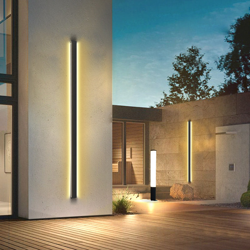 Long Strip LED Waterproof Black Minimalist Outdoor Wall Lights Exterior Lights-Lighom