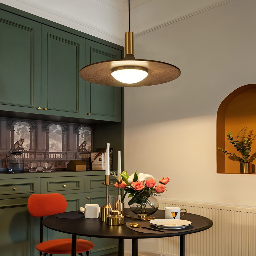 Flying Saucer Wood LED Nordic Pendant