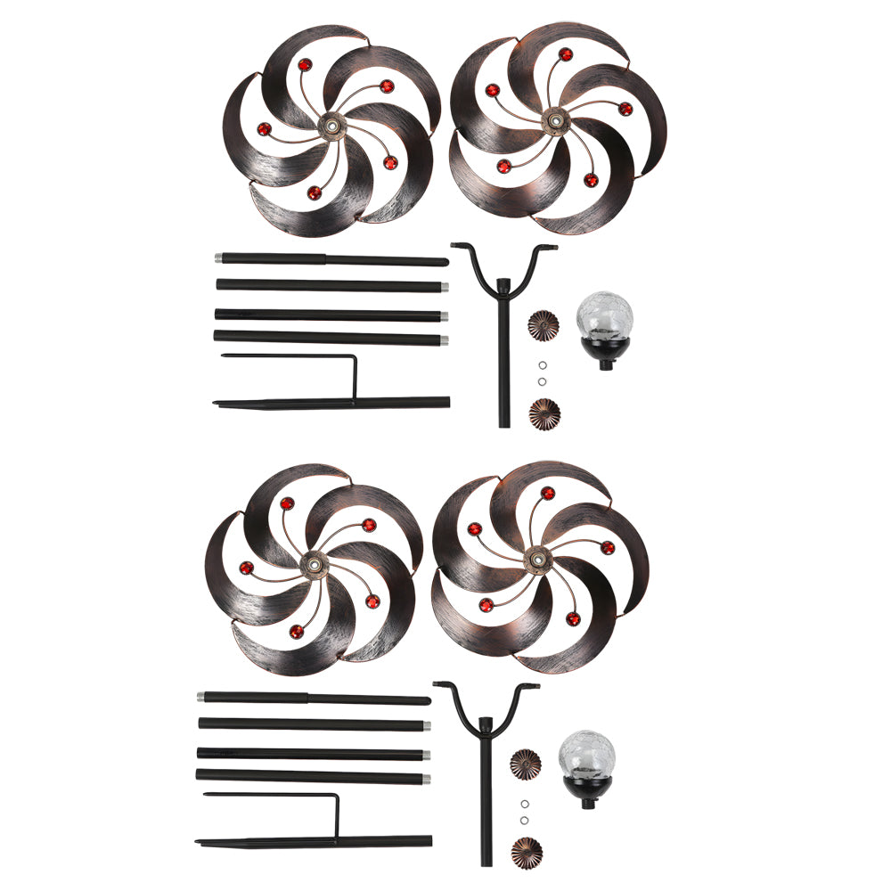 Vintage Iron Wind Spinner Garden Stake Lights - 2-Pack Solar Pathway Decor-Lighom